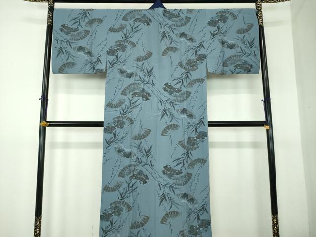 平和屋着物●男性　長襦袢　無双仕立て　笹竹文　地紙重ね風景文　正絹　逸品　DABG8205ps