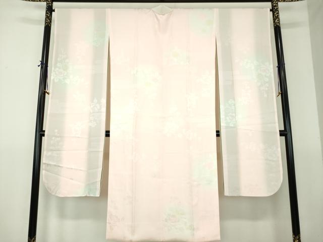 平和屋着物●振袖用長襦袢　袷　霞枝花地紋　暈し染め　正絹　逸品　DABG8210ps