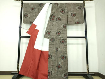 平和屋着物●本場大島紬　9マルキ　更紗花丸文　正絹　逸品　DABG8215ps