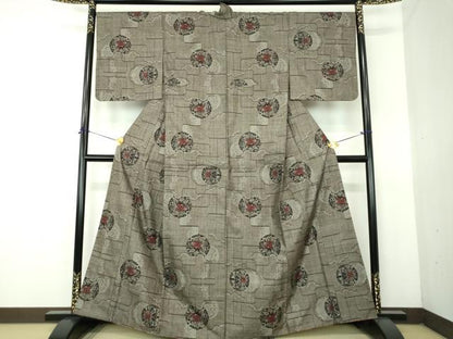 平和屋着物●本場大島紬　9マルキ　更紗花丸文　正絹　逸品　DABG8215ps