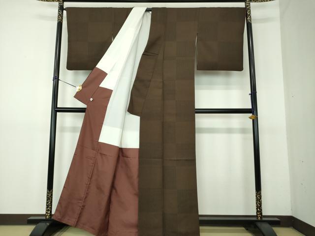 平和屋着物●上質な小紋　市松文様　鈴乃屋扱い　正絹　逸品　DABG8216ps