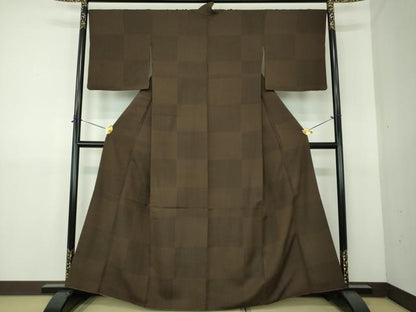 平和屋着物●上質な小紋　市松文様　鈴乃屋扱い　正絹　逸品　DABG8216ps