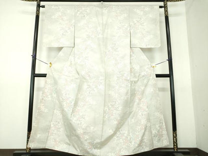 平和屋着物●本場大島紬　白大島　9マルキ　120亀甲　草花文　正絹　逸品　DABG8220ps
