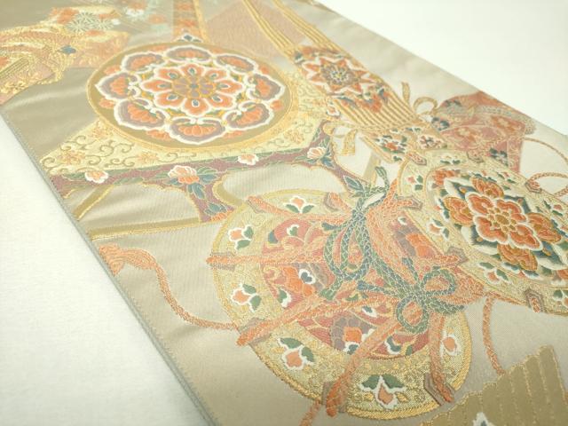 平和屋着物▼西陣　藤織謹製　六通柄袋帯　悠遠雅楽絵　金糸　正絹　逸品　DABG8225ps