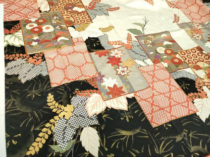 平和屋着物●十日町老舗ブランド　吉澤友禅　吾妻徳穂　振袖　駒刺繍　色紙重ね吉祥花文　金彩　正絹　逸品　DABG8236ps