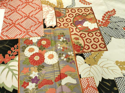 平和屋着物●十日町老舗ブランド　吉澤友禅　吾妻徳穂　振袖　駒刺繍　色紙重ね吉祥花文　金彩　正絹　逸品　DABG8236ps
