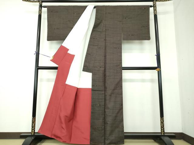 平和屋着物●本場大島紬　7マルキ　横段文　正絹　逸品　未使用　DABG8237ps