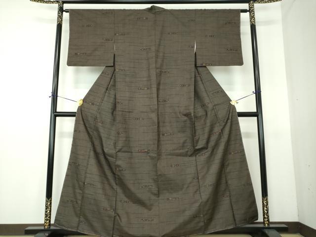 平和屋着物●本場大島紬　7マルキ　横段文　正絹　逸品　未使用　DABG8237ps