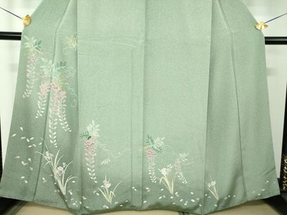 平和屋着物●訪問着　友禅　藤花房　草花文　暈し染め　松坂屋扱い　正絹　逸品　DABG8238ps