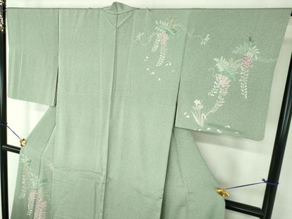 平和屋着物●訪問着　友禅　藤花房　草花文　暈し染め　松坂屋扱い　正絹　逸品　DABG8238ps