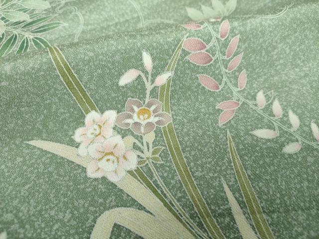 平和屋着物●訪問着　友禅　藤花房　草花文　暈し染め　松坂屋扱い　正絹　逸品　DABG8238ps