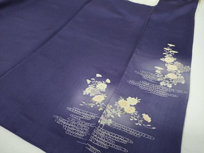 平和屋着物●森英恵・HANAE MORI　振袖　流水舞蝶花文　暈し染め　金彩　金通し地　正絹　逸品　DABG8240ps