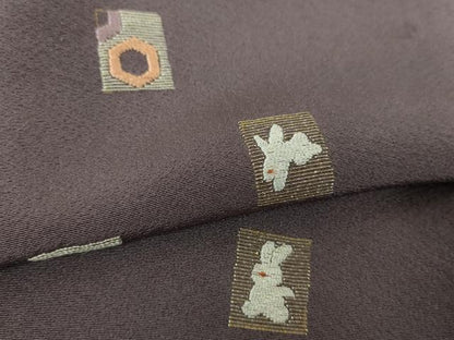 平和屋着物●訪問着　総刺繍　跳兎　片輪車　七宝　金糸　正絹　逸品　DABG8241ps