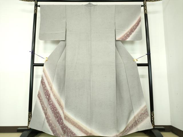 平和屋着物●ぜんまい紬　訪問着　花唐草文　正絹　逸品　DABG8244ps