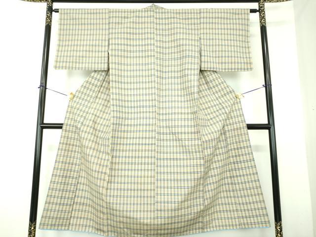 平和屋着物●上質な紬　格子　正絹　逸品　DABG8251ps