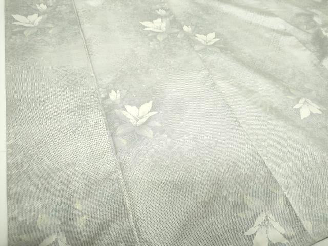 平和屋着物●本場大島紬　白大島　9マルキ　舞花文　正絹　逸品　未使用　DABG8258ps