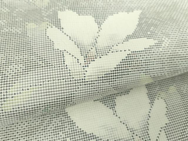 平和屋着物●本場大島紬　白大島　9マルキ　舞花文　正絹　逸品　未使用　DABG8258ps
