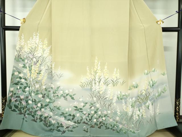 平和屋着物●十日町友禅作家　岡村蒼風　訪問着　八つ橋花文　水芭蕉　カタクリの花　暈し染め　正絹　逸品　DABG8260ps