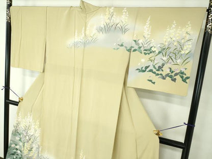 平和屋着物●十日町友禅作家　岡村蒼風　訪問着　八つ橋花文　水芭蕉　カタクリの花　暈し染め　正絹　逸品　DABG8260ps