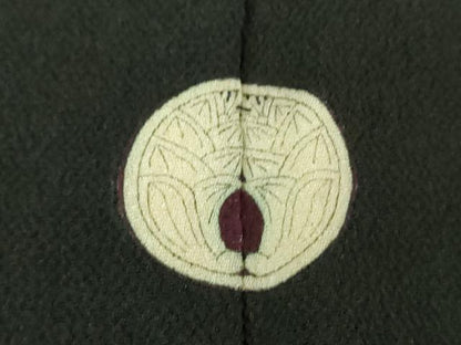 平和屋着物●アンティーク　大正ロマン　黒留袖　駒刺繍　吉祥風景花文　暈し染め　金彩　正絹　逸品　DABG8263ps