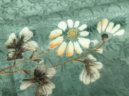 平和屋本店●アンティーク　大正ロマン　中国三大刺繍　相良刺繍　色留袖　流水花文　銀糸　正絹　逸品　DABG8264ps