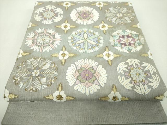 平和屋着物＊夏物　中国三大刺繍　相良刺繍　総刺繍　太鼓柄袋帯　花丸文　金糸　正絹　逸品　DABG8370ps