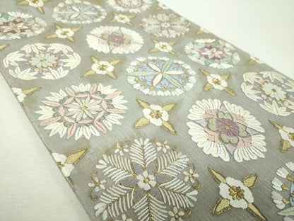 平和屋着物＊夏物　中国三大刺繍　相良刺繍　総刺繍　太鼓柄袋帯　花丸文　金糸　正絹　逸品　DABG8370ps