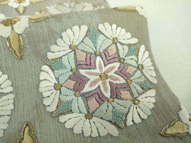 平和屋着物＊夏物　中国三大刺繍　相良刺繍　総刺繍　太鼓柄袋帯　花丸文　金糸　正絹　逸品　DABG8370ps