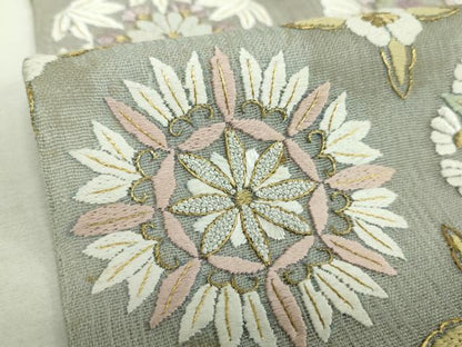 平和屋着物＊夏物　中国三大刺繍　相良刺繍　総刺繍　太鼓柄袋帯　花丸文　金糸　正絹　逸品　DABG8370ps