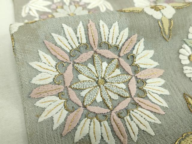 平和屋着物＊夏物　中国三大刺繍　相良刺繍　総刺繍　太鼓柄袋帯　花丸文　金糸　正絹　逸品　DABG8370ps