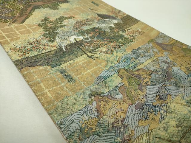 平和屋本店▼両面　全景全通柄袋帯　光琳と宗達琳派集乃図　京洛山水絵巻　本金箔　プラチナ箔　正絹　逸品　DABG8372ps