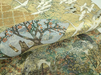 平和屋本店▼両面　全景全通柄袋帯　光琳と宗達琳派集乃図　京洛山水絵巻　本金箔　プラチナ箔　正絹　逸品　DABG8372ps