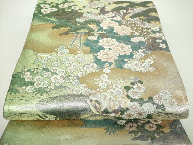 平和屋本店▼両面　全景全通柄袋帯　光琳と宗達琳派集乃図　京洛山水絵巻　本金箔　プラチナ箔　正絹　逸品　DABG8372ps