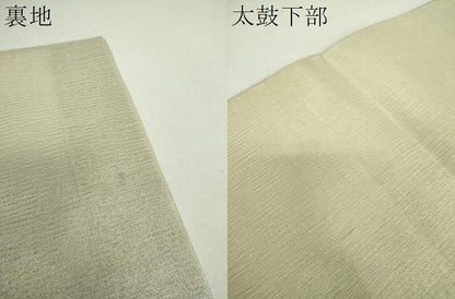 平和屋着物＊夏物　明綴れ　太鼓柄袋帯　流水鳳凰更紗花文　金銀糸　正絹　逸品　DABG8385ps