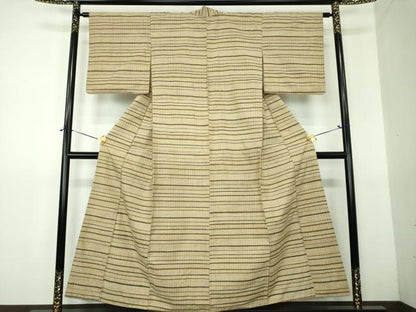 平和屋着物●上質な紬　横縞　正絹　逸品　DABG8405ps