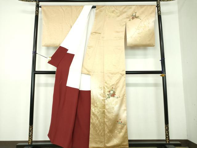 平和屋着物●訪問着　檜扇花文　暈し染め　金彩　正絹　逸品　DABG8409ps