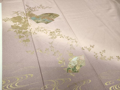 平和屋着物●訪問着　流水地紙花文　暈し染め　金銀彩　正絹　逸品　DABG8412ps