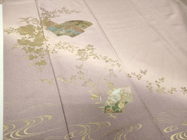 平和屋着物●訪問着　流水地紙花文　暈し染め　金銀彩　正絹　逸品　DABG8412ps