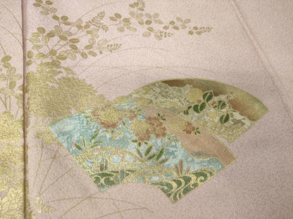 平和屋着物●訪問着　流水地紙花文　暈し染め　金銀彩　正絹　逸品　DABG8412ps