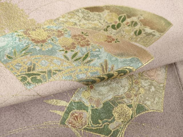 平和屋着物●訪問着　流水地紙花文　暈し染め　金銀彩　正絹　逸品　DABG8412ps