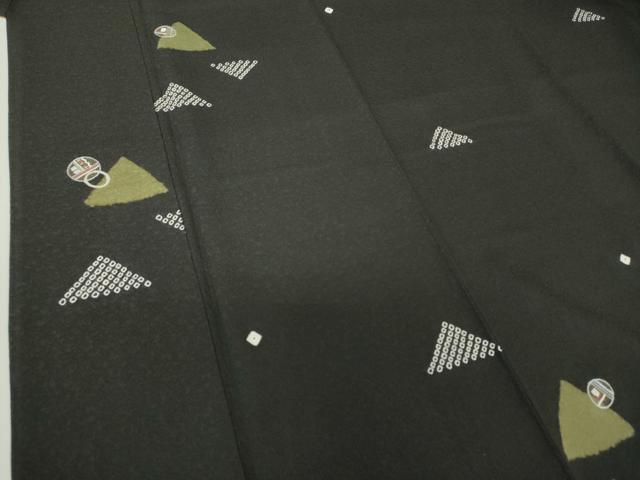 平和屋着物●上質な小紋　刺繍　丸　三角　黒地　やまと誂製　正絹　逸品　DABG8413ps