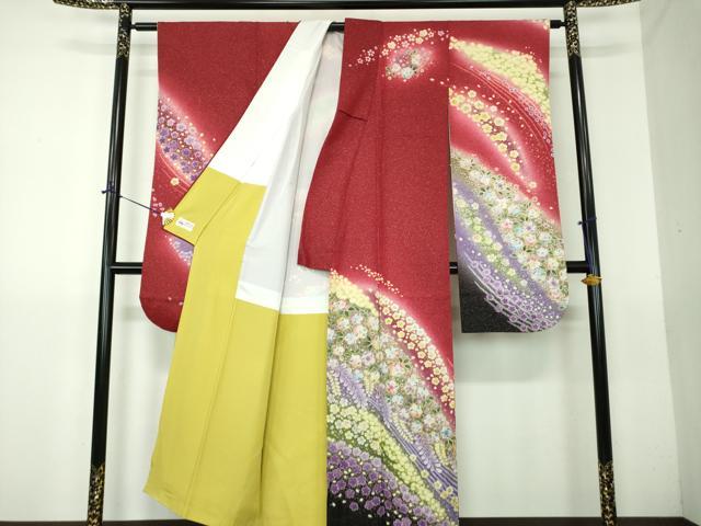 平和屋着物●豪華振袖　絞り　辻が花　暈し染め　金彩　銀通し地　やまと誂製　正絹　逸品　DABG8414ps