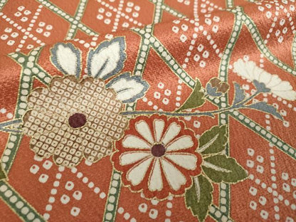 平和屋着物●訪問着　駒刺繍　舞蝶花文　暈し染め　金彩　正絹　逸品　DABG8416ps