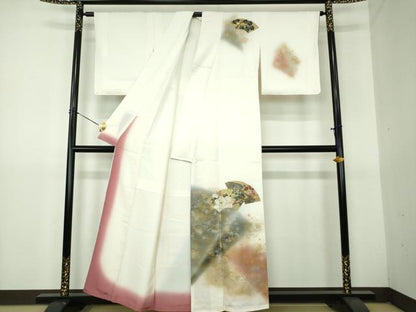 平和屋着物●訪問着　手描き　地紙吉祥花文　暈し染め　金銀彩　正絹　逸品　DABG8418ps