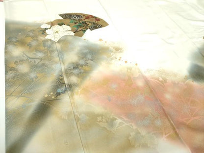 平和屋着物●訪問着　手描き　地紙吉祥花文　暈し染め　金銀彩　正絹　逸品　DABG8418ps