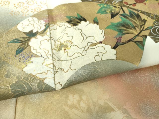 平和屋着物●訪問着　手描き　地紙吉祥花文　暈し染め　金銀彩　正絹　逸品　DABG8418ps