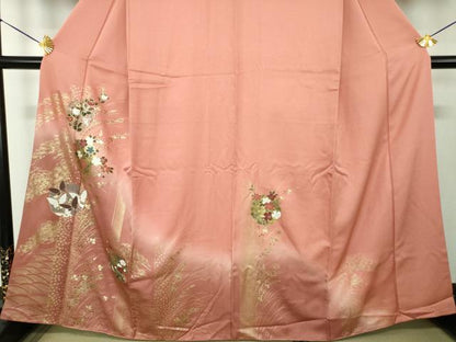 平和屋着物●訪問着　螺鈿　雪輪舞蝶花文　暈し染め　金銀彩　正絹　逸品　DABG8421ps