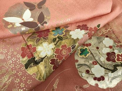 平和屋着物●訪問着　螺鈿　雪輪舞蝶花文　暈し染め　金銀彩　正絹　逸品　DABG8421ps