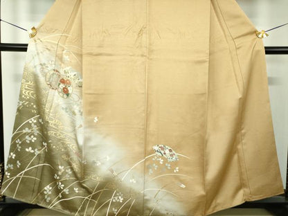 平和屋着物●訪問着　鼓地紙花文　暈し染め　金彩　正絹　逸品　DABG8423ps