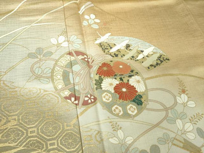平和屋着物●訪問着　鼓地紙花文　暈し染め　金彩　正絹　逸品　DABG8423ps